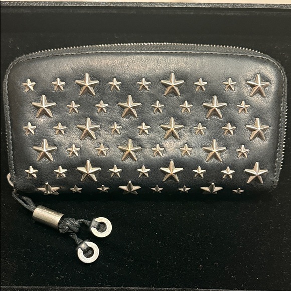 Jimmy Choo Handbags - Jimmy Choo Black Wallet with Silver Star Studs